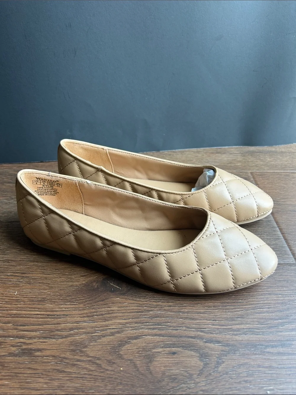 NEW Beige Quilted Women's Ballet Flats | NEW Wanted Tan Quilted Ballet Flat